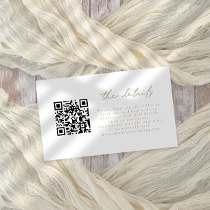 Champagne gold QR Code Script Wedding Details Enclosure Card