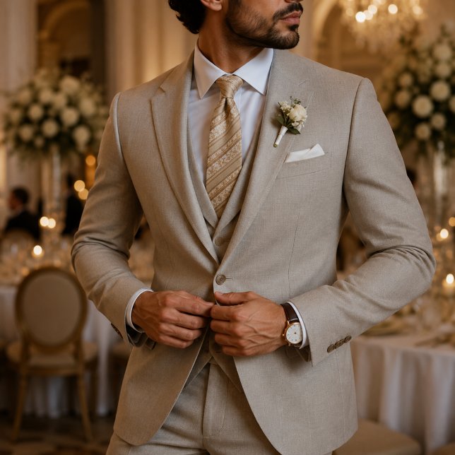 Champagne Gold Regency Stripe Tie (Creator Uploaded)