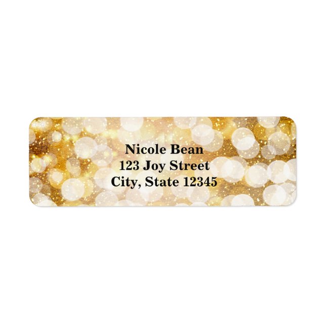 Champagne Gold Sparkling Lights Address Labels (Front)