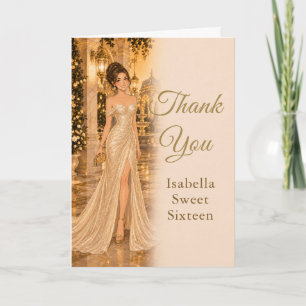 Champagne Gold Sweet Sixteen Thank You Card