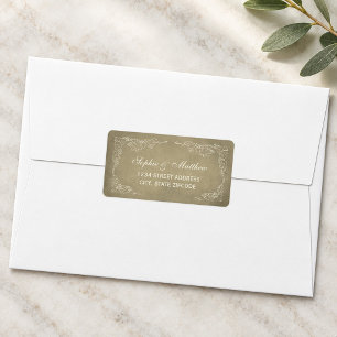 Champagne Gold Vineyard Wedding Address Label