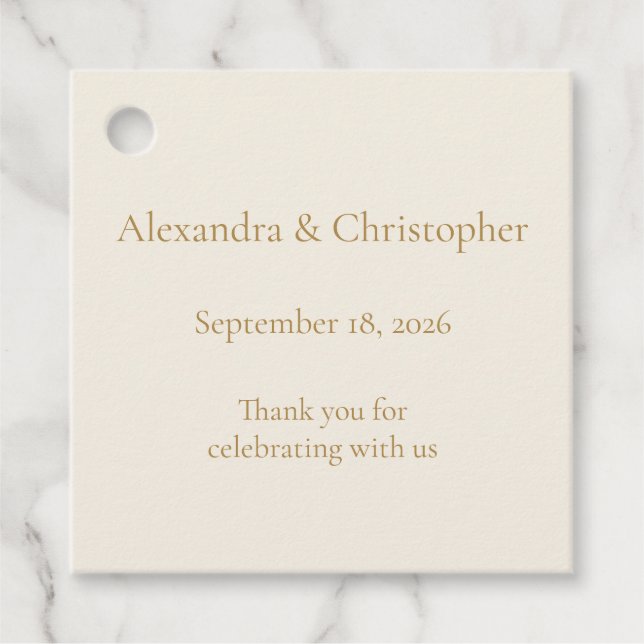 Champagne Gold Wedding Favour Tag (Front)