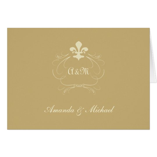 Champagne Gold Wedding Fleur de Lis Thank You Card