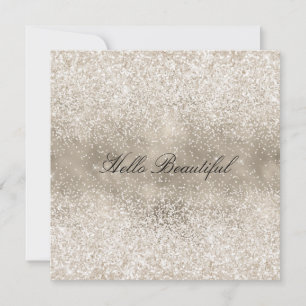 Champagne Gold White Glitzy Glitter Holiday Card