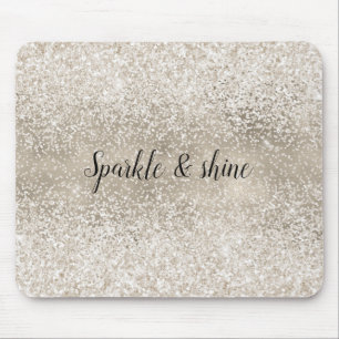 Champagne Gold White Glitzy Glitter Mouse Mat