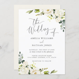 Champagne Green Watercolor Leaf Wedding Invitation