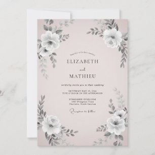 Champagne Grey Bloom Wedding Invitation
