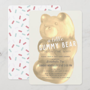 Champagne Gummy Bear Gender Neutral Baby Shower Invitation