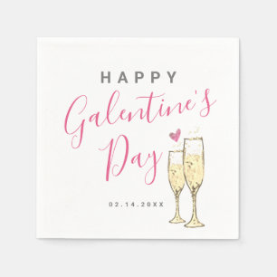 Champagne Happy Galentine's Day Napkin