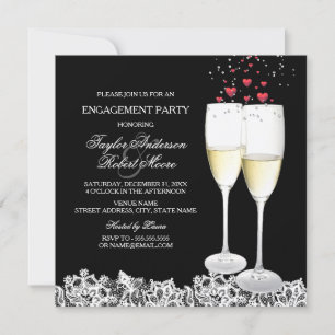 Champagne & Heart Engagement Party Invitation