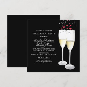 Champagne & Heart Engagement Party Invitation