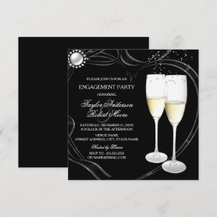 Champagne & Heart Engagement Party Invitation