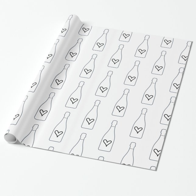 Champagne hearts 21st birthday bachelorette wrapping paper (Unrolled)