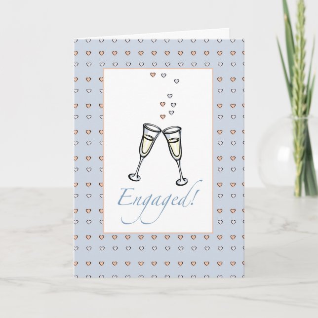 Champagne Hearts Engagement Congratulations Card (Front)