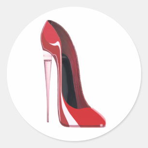 Champagne Heel Flute Red Stiletto Art Classic Round Sticker