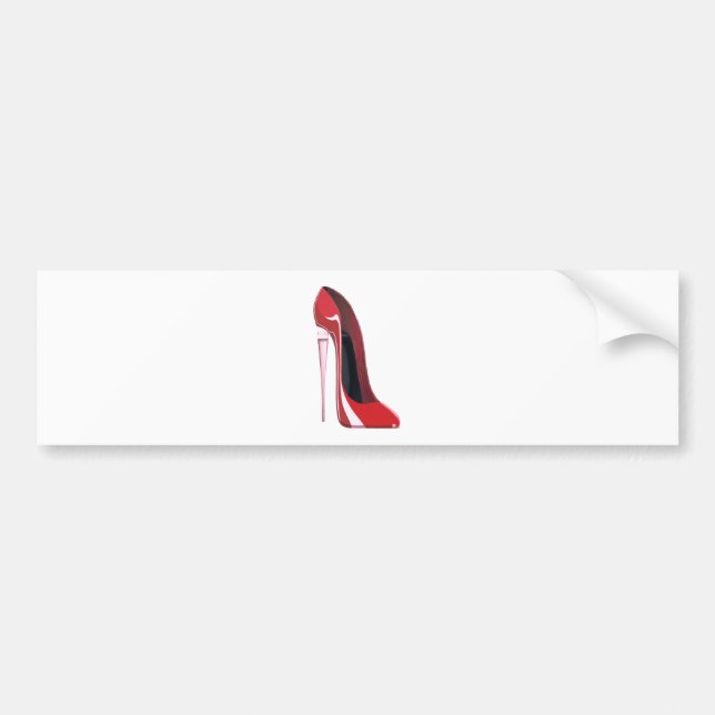 Champagne heel red stiletto shoe art bumper sticker (Front)