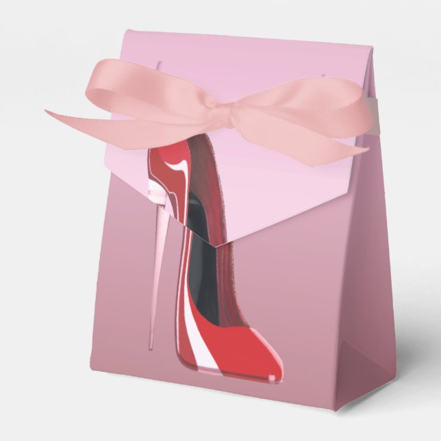 Champagne Heel Red Stiletto Shoe Favor Box (Front Side)