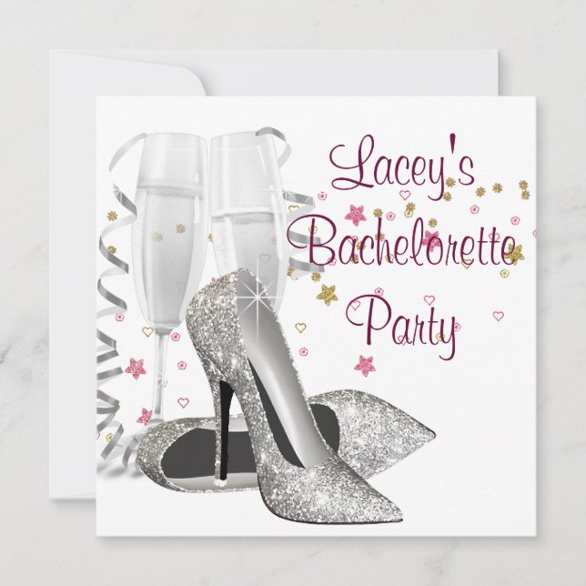 Champagne High Heels Bachelorette Party Invitation (Front)