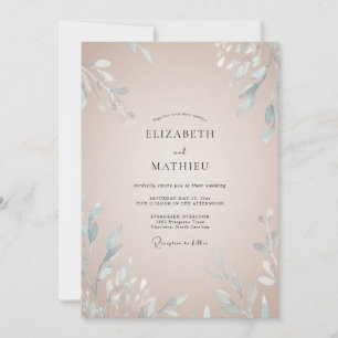 Champagne Ice Leafy Wedding Invitation