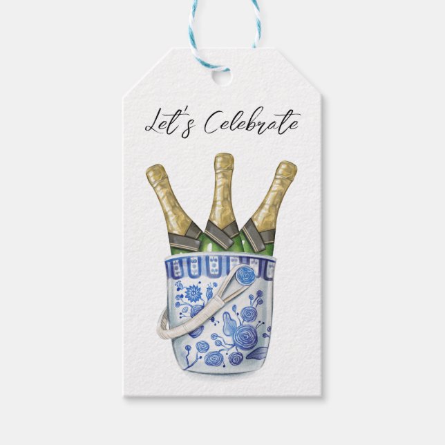 Champagne in Chinoiserie Ice Bucket Gift Tag (Front)