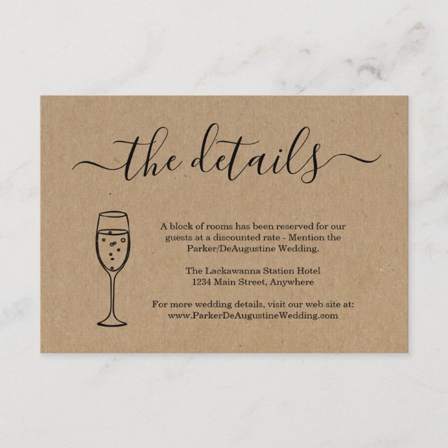 Champagne Information Details Enclosure Card (Front)