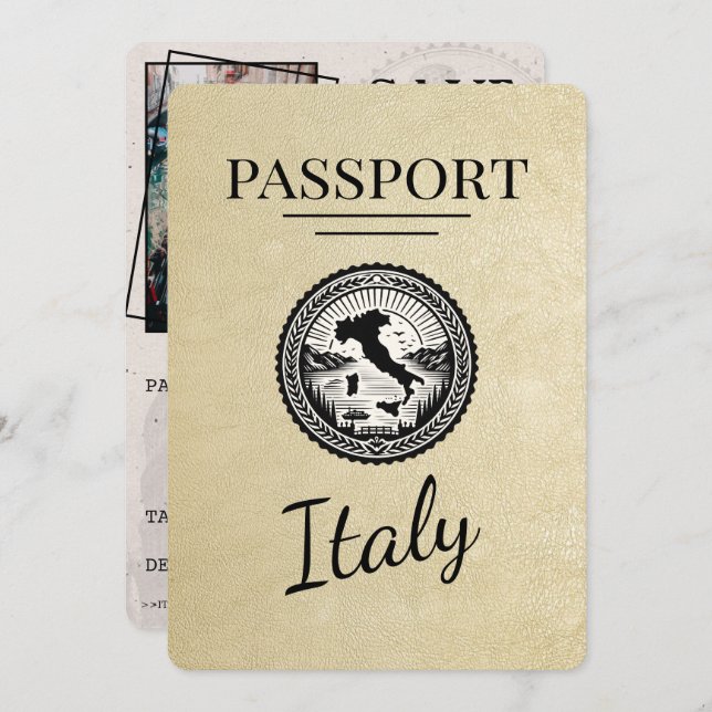 Champagne Italy Passport Save The Date (Front/Back)
