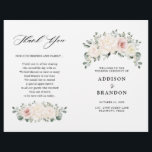 Champagne Ivory Blush Pink Floral Greenery Wedding<br><div class="desc">Ivory floral wedding program featuring elegant bouquet of peach ,  white ,  gold,  champagne ivory,  blush colour rose ,  ranunculus flower buds and sage green eucalyptus leaves and elegant watercolor bouquet. Please contact me for any help in customisation or if you need any other product with this design.</div>