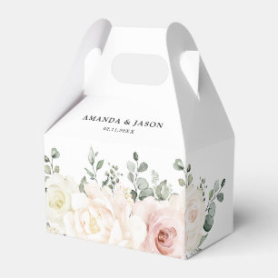 Champagne Ivory Blush Pink Floral Greenery Wedding Favour Box