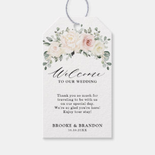 Champagne Ivory Blush Pink Floral Greenery Welcome Gift Tags