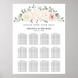 Champagne Ivory Blush Pink Floral  Seating chart