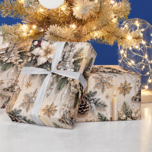 Champagne Ivory Candlelight Christmas Wrapping Paper