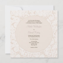 Champagne Ivory Lace Monogram Wedding Invite