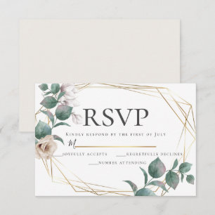 Champagne Ivory Peony Wedding RSVP Botanical Invitation