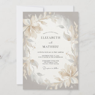 Champagne Ivory Petal Wedding Invitation