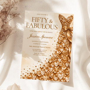 Champagne Jewel Fifty & Fabulous 50th Birthday Invitation