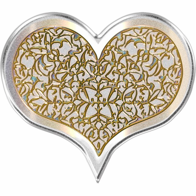 Champagne & Lace Heart Photo Sculpture Key Ring (Front)