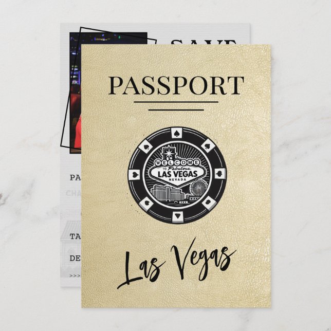 Champagne Las Vegas Passport Save The Date (Front/Back)