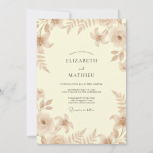 Champagne Leafy Wedding Invitation