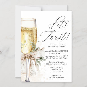 Champagne Let's Toast Winter Bridal Shower Magnetic Invitation