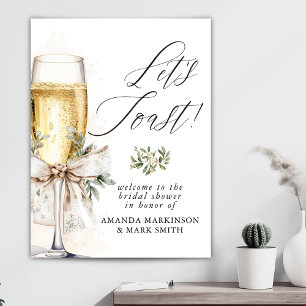 Champagne Let's Toast Winter Bridal Shower Welcome Poster