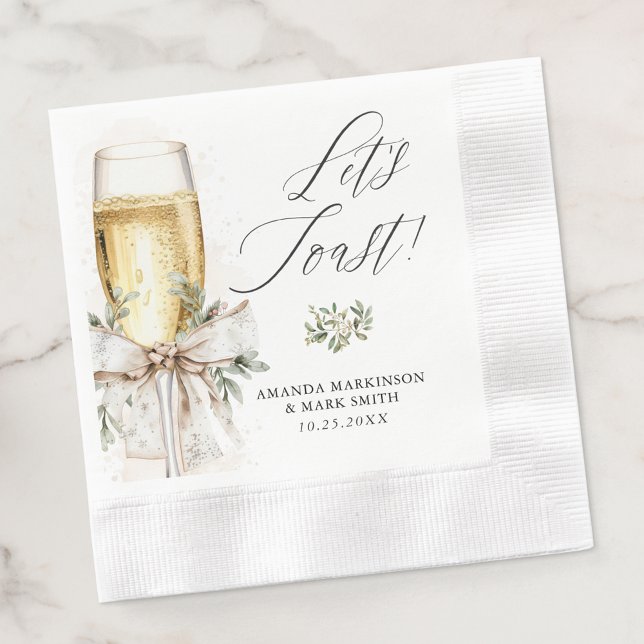 Champagne Let's Toast Winter Engagement Napkin (Creator Uploaded)