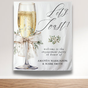 Champagne Let's Toast Winter Engagement Party Tapestry