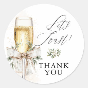 Champagne Let's Toast Winter Engagement Thank You Classic Round Sticker