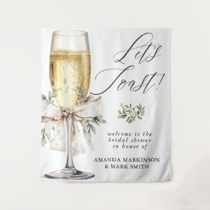 Champagne Let's Toast Winter Neutral Bridal Shower Tapestry