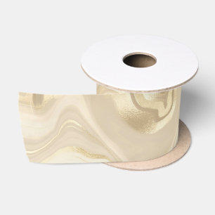 Champagne Light Brown Elegant Abstract Swirl Satin Ribbon
