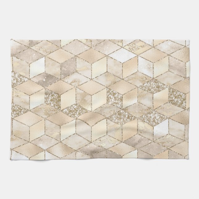 Champagne Light Brown Small Square Decorative Tea Towel (Horizontal)