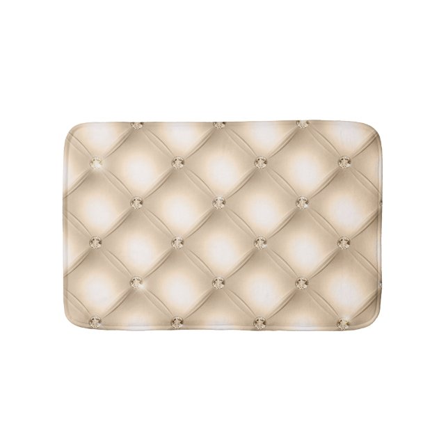 Champagne Light Brown Tufted Small Square Bath Mat (Front)