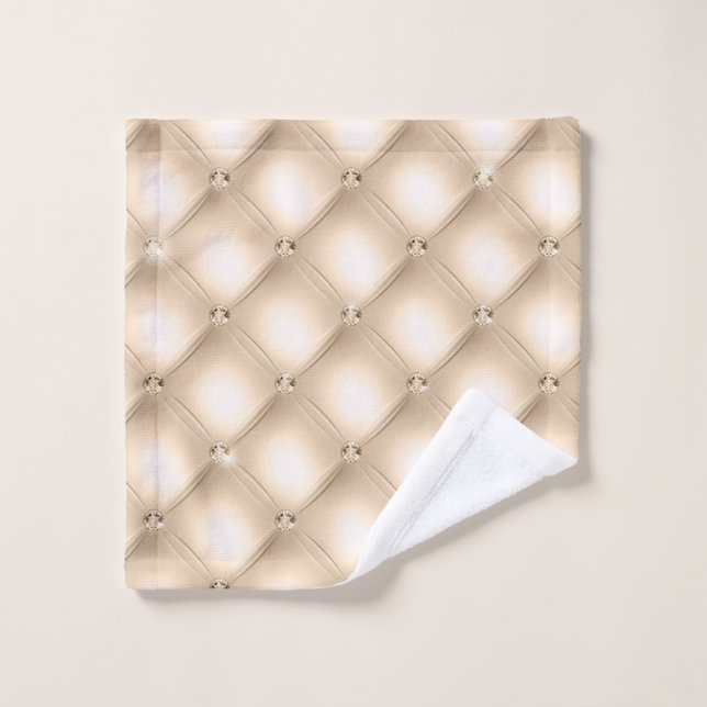 Champagne Light Brown Tufted Small Square Wash Cloth (Wash Cloth)