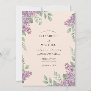 Champagne Lilac Foliage Eucalyptus Wedding Invitation