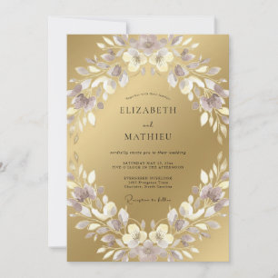 Champagne Lilac Painted Wedding Invitation